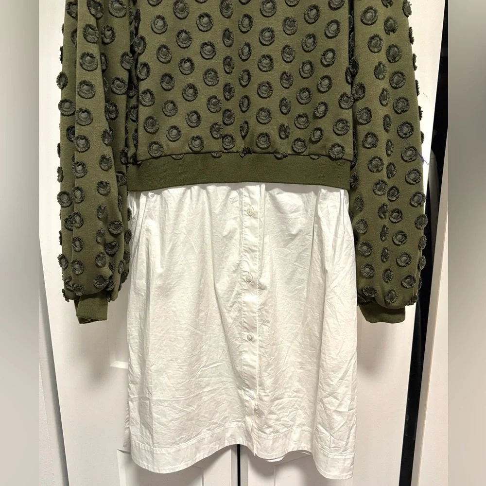 EUC [Pearl by Lela Rose] Poplin Embroidered Sweater Layer Combo Dress Women’s S - Picture 7 of 15